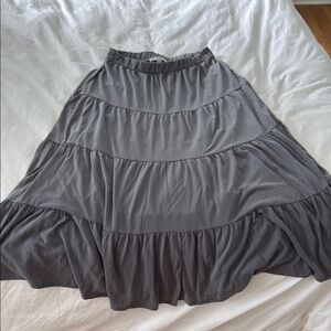 Green Envelope Gray Tiered Maxi Skirt Casual A-line